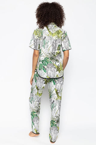 Cyberjammies Tamsin Leopard Palm Leaf Print Pyjama Top