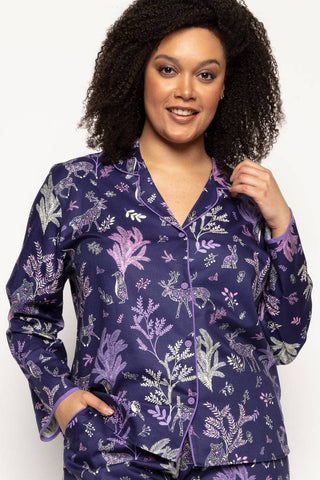 Cyberjammies Violet Forest Animal Print Pyjama Top