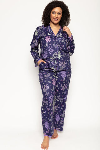 Cyberjammies Violet Forest Animal Print Pyjama Top