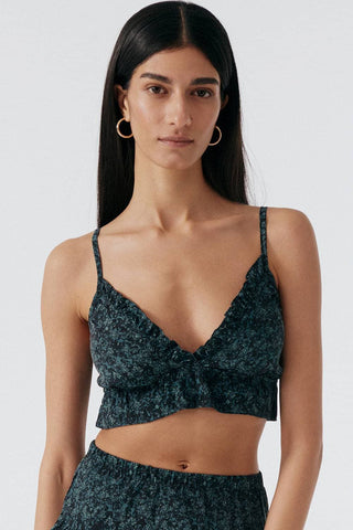 Else Botanist Silk Cropped Ruffled Bralette