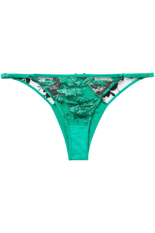 Fleur du Mal Allover Foil Embroidery Brief Emerald