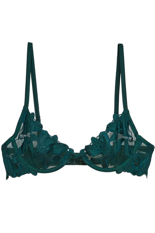 Fleur Du Mal Lily Plunge Demi Bra in Evergreen