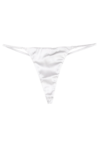 Fleur Du Mal Luxe Silk Satin V-String in Ivory