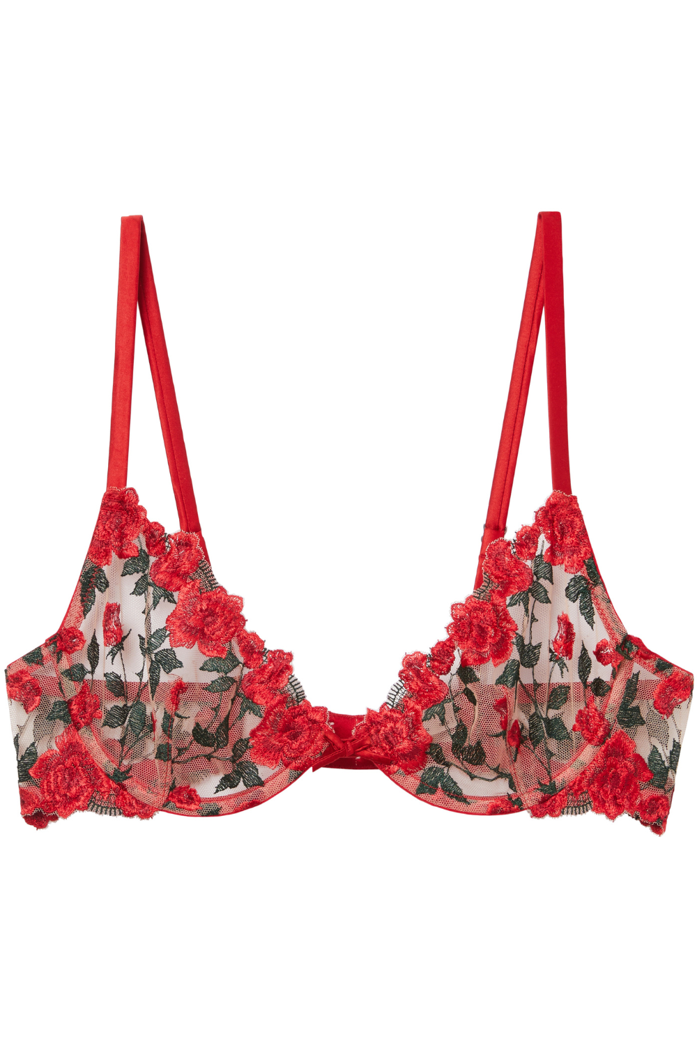 COCO DE MER LONDON Iris embroidered tulle and satin underwired bra