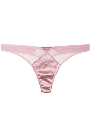 Fleur Du Mal Top Stitch Thong in Rose Pink