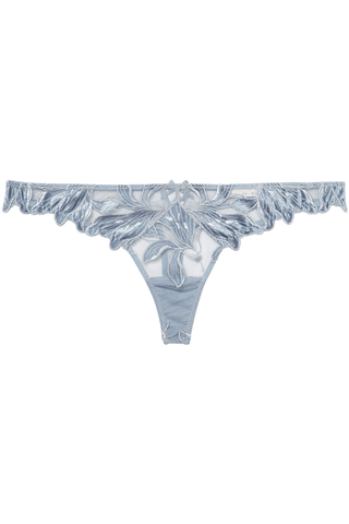 Fleur du Mal Velvet Lily Embroidery Thong Blue