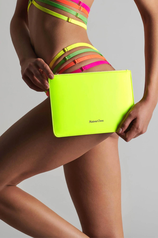 Maison Close Corps à Corps Leather Pouch Neon Yellow