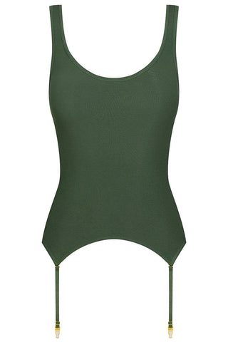 Maison Close La Femme Amazone Tank Top with Suspenders Khaki