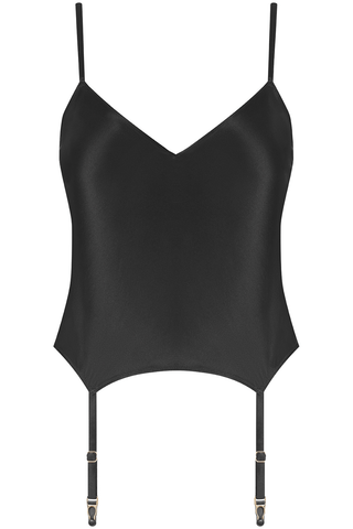 Maison Close Rendez-Vous Silk Tank Top with Suspenders Black