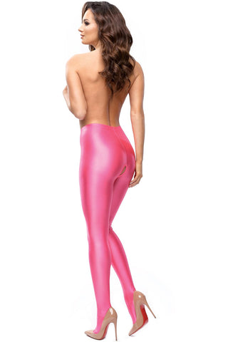 missO Lycra Glossy Pink Crotchless Tights