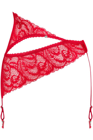 Obsessive Atenica Asymmetric Lace Suspender Belt Red
