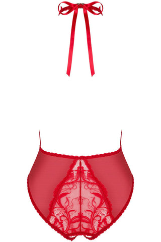 Obsessive Dagmarie Crotchless Halterneck Bodysuit Red