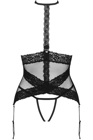 Obsessive Lacrisia Open Corset & Thong Black