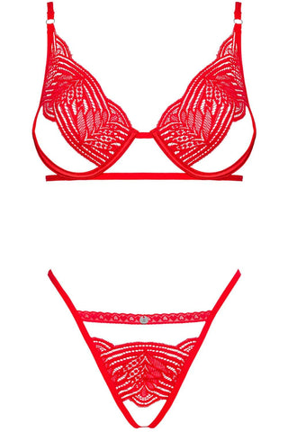 Obsessive Mellania Ouvert Bra & Brief Red