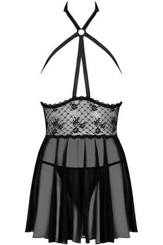 Obsessive Nettsy Cupless Babydoll & Thong Black