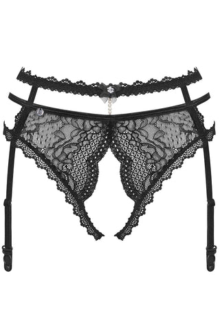 Obsessive Pearlove Black Crotchless Suspender Belt