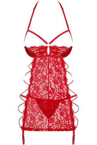 Obsessive Rediosa Cupless Chemise & Thong Red