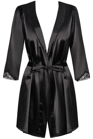 Obsessive Satinia Robe & Thong Black