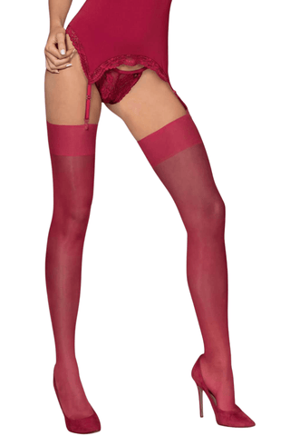 Obsessive Ruby Red Sheer Stockings 15 Denier