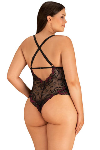 Obsessive Vanessme Thong Bodysuit Black