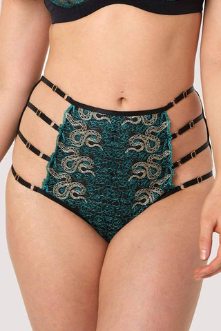 Playful Promises Dakota Snake High Waist Brief Green & Gold