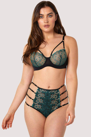 Playful Promises Dakota Snake High Waist Brief Green & Gold