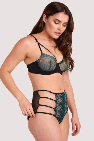 Playful Promises Dakota Snake High Waist Brief Green & Gold