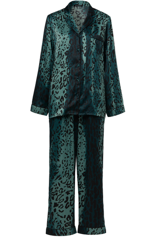 Sainted Sisters Sienna Satin Pyjama Set Teal Animal Print