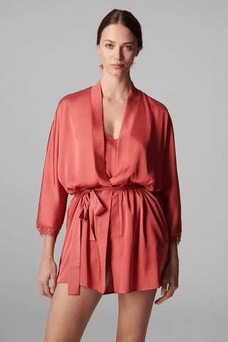 Simone Pérèle Satin Secrets Short Kimono Quartz Pink