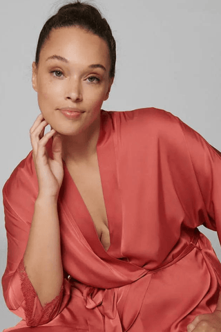 Simone Pérèle Satin Secrets Short Kimono Quartz Pink