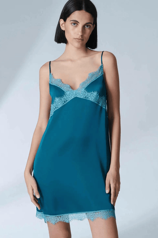 Simone Pérèle Satin Secrets Nightdress Cyan Blue