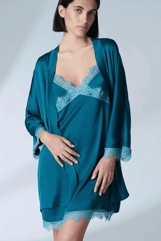 Simone Pérèle Satin Secrets Nightdress Cyan Blue