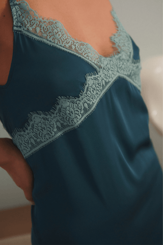 Simone Pérèle Satin Secrets Nightdress Cyan Blue