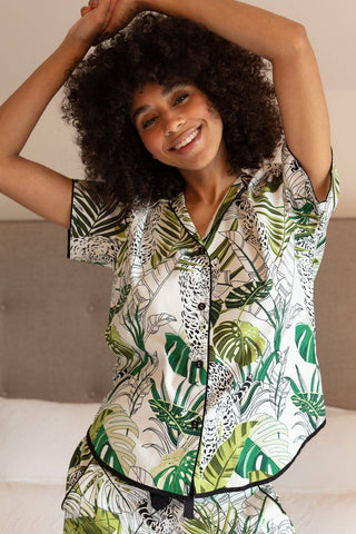 Cyberjammies Tamsin Leopard Palm Leaf Print Pyjama Top