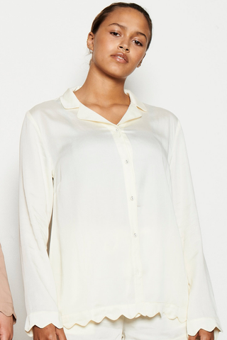Underprotection Jane Short Sleeve Pyjama Shirt Creme