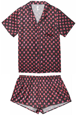Wolf & Whistle Heart Print Satin Pyjama Set